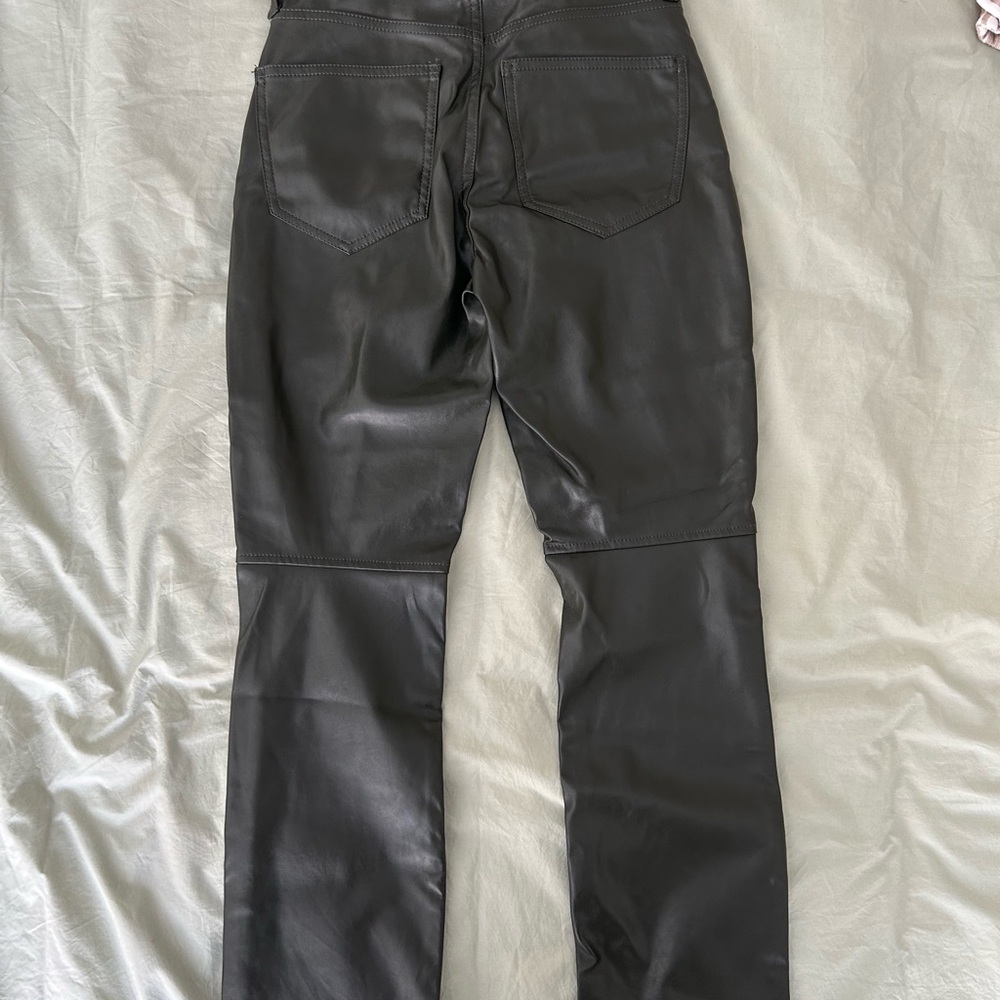 GAP Dark Olive Leather Pants - Picture 6 of 8